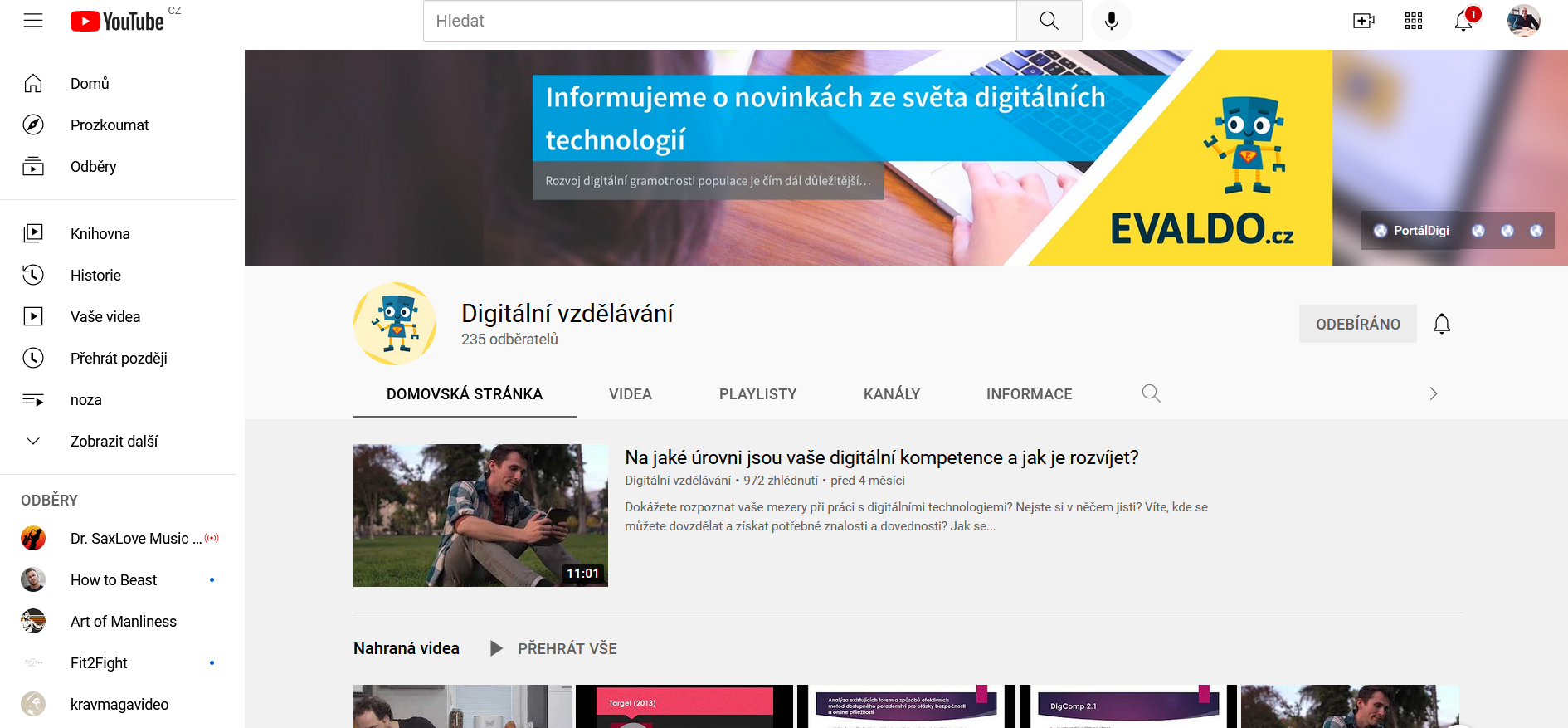 Youtube kanál Digitální Vzdělávání
